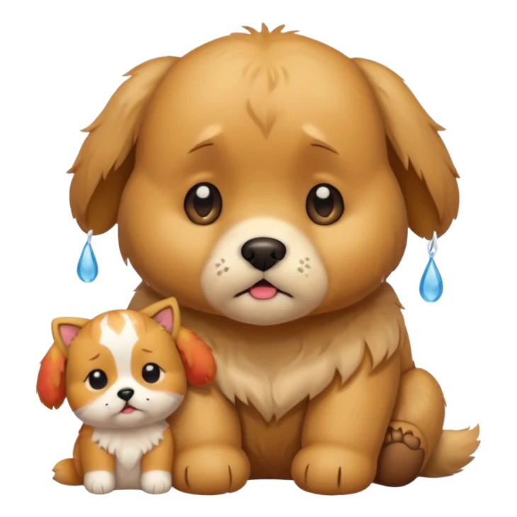 a teddy and a cute dog and cat crying sticker