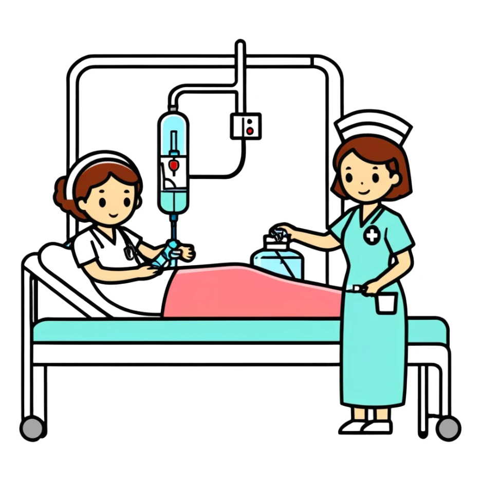 Nurse giving intravenous fluids to a patient sticker