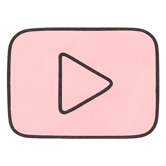 Japanese hand-drawn style, pink theme, soft and cute video icon, transparent background, for mobile home screen sticker