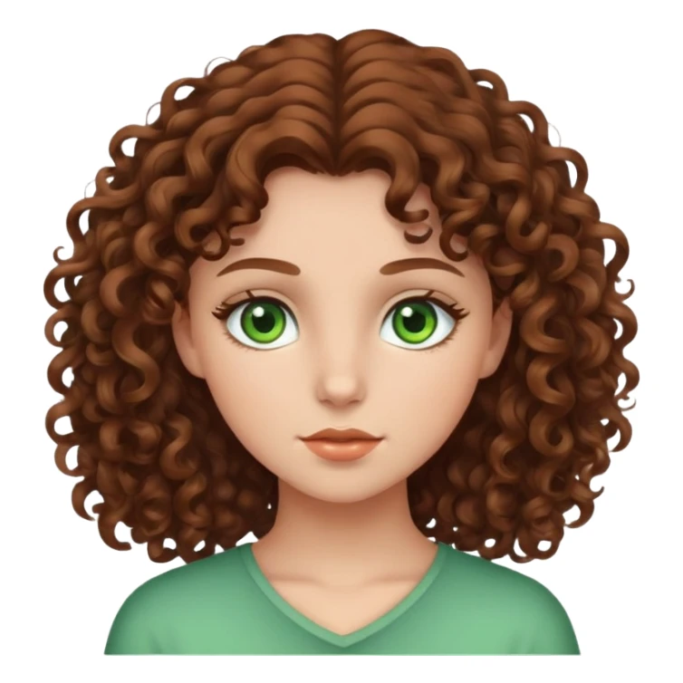 girl with brown curly hair and green eyes sticker
