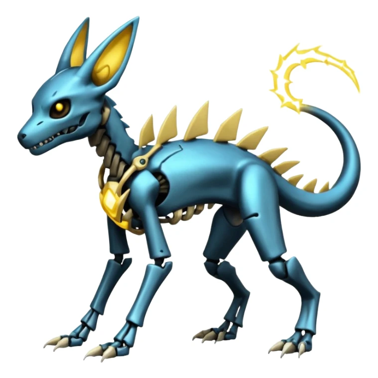 futuristic Skeleton-Cyborg-Manectric-Electrike-Salandit-Cubone-Umbreon-Marowak-Draco-Fakémon-hybrid-creature (full body), 4 legs sticker