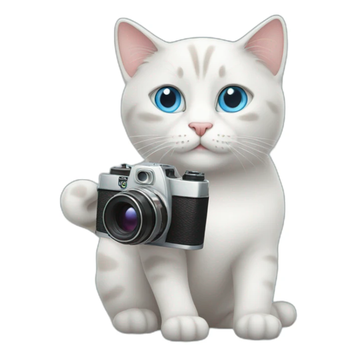 cat with sky blue eyes and film camera sticker
