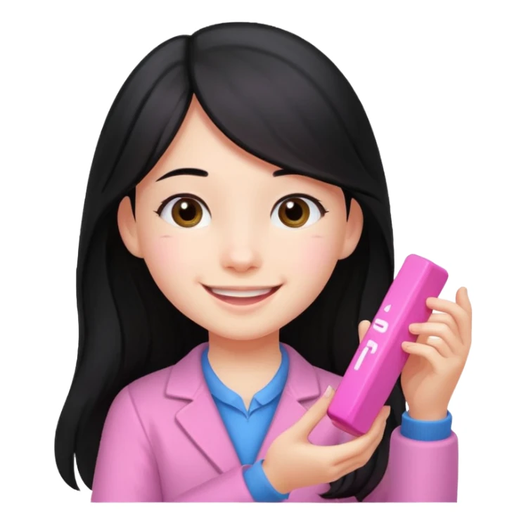 long black haired girl kid playing pink colored formula 1 toy sticker