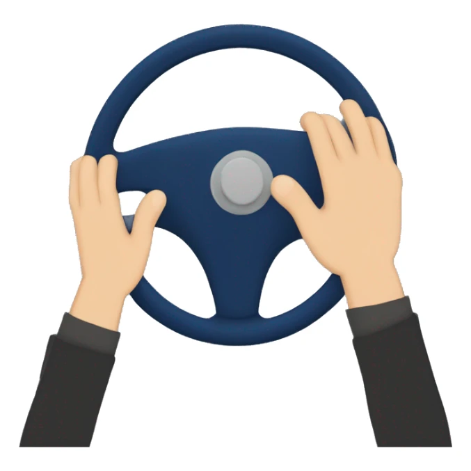 dark blue car steering wheel and a man's hand is holding it sticker