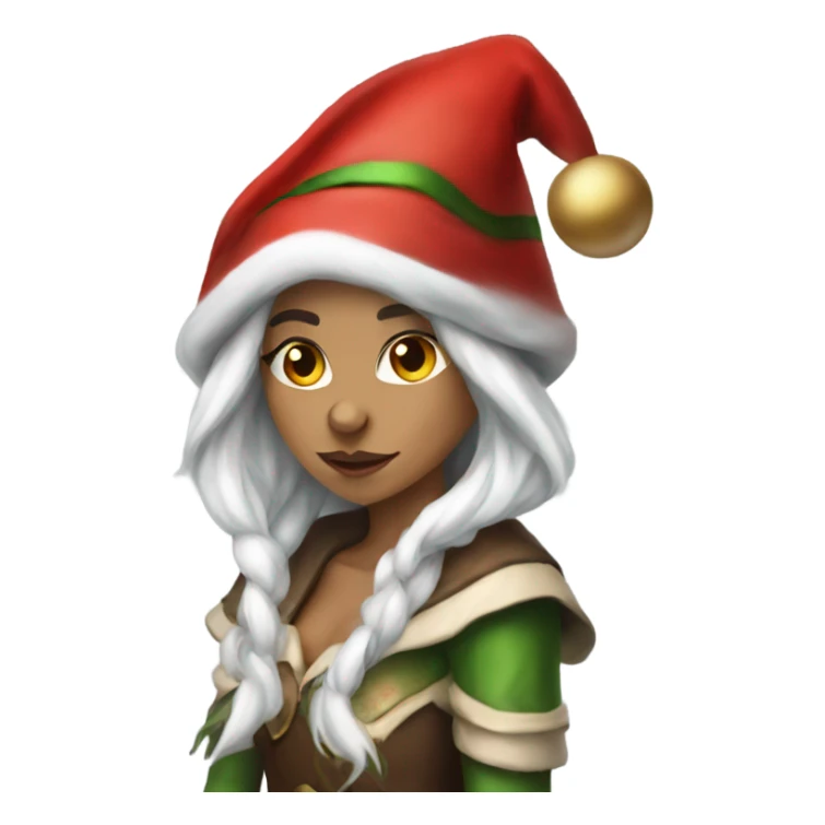 rogue female elf fantasy wearing santa hat sticker