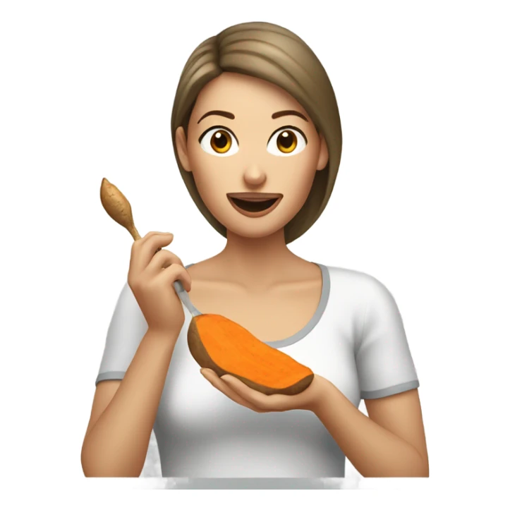 Caucasian women eating sweet potato  sticker