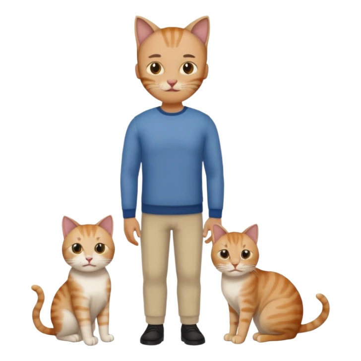 a single entity, head of a human man, fullbody cat  sticker