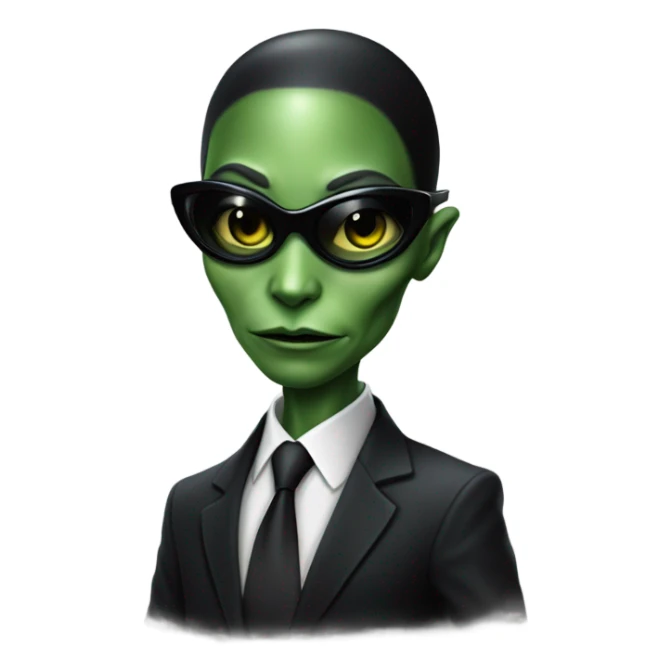 a reptilian alien woman as men in black full body sticker