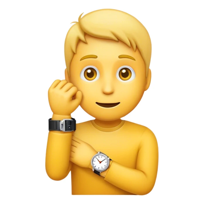 A normal yellow emogi looking at his watch as he expexticc someone who is late sticker