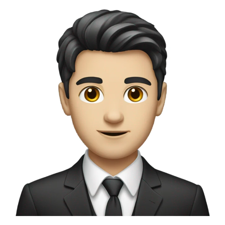 young white man with suit dark hair sticker