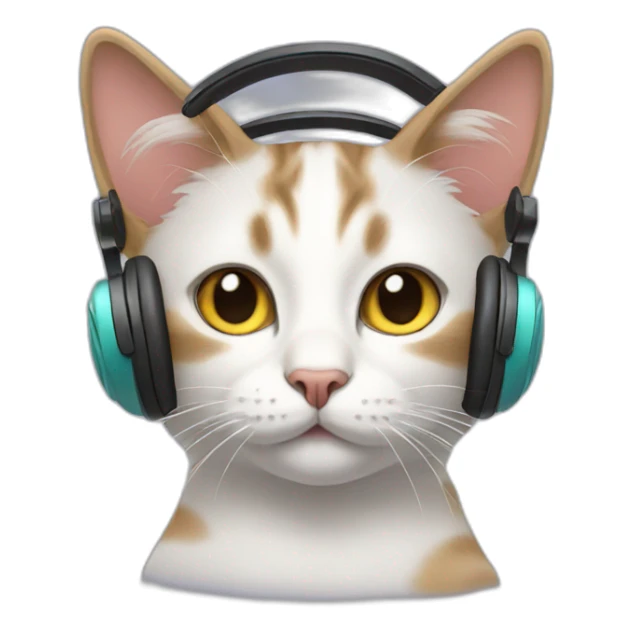 cat in headphones sticker