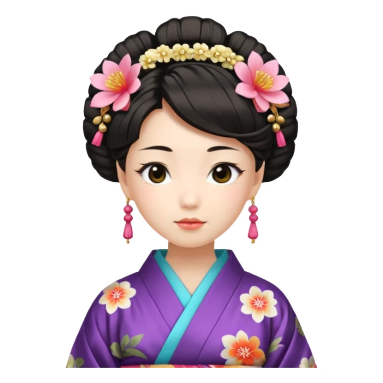 Japanese Princess with floral hairpin sticker