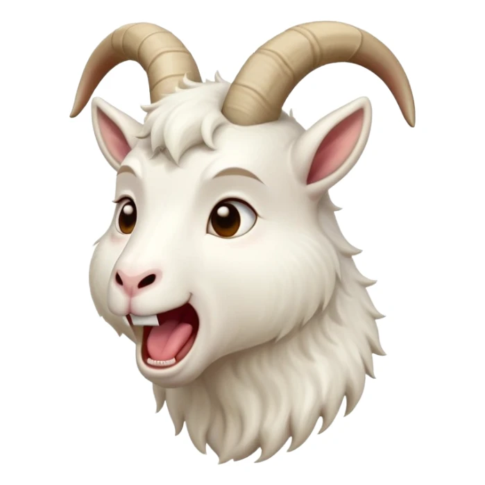 cinematic-cute-yawning-white-goat-portrait-emoji,-head-tilted-slightly-with-a-dramatic,-wide-open-yawn,-showcasing-a-soft,-downy-white-fur-with-delicate-horns-and-gently-drooping-ears,-round-eyes-barely-open-in-drowsy-contentment, sticker