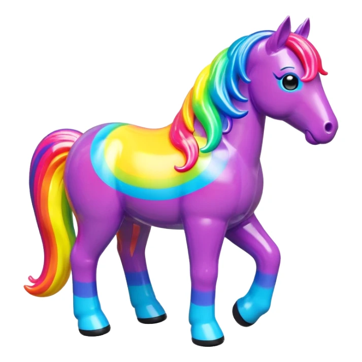  Lisa Frank style  vinyl fat horse toy figure  sticker