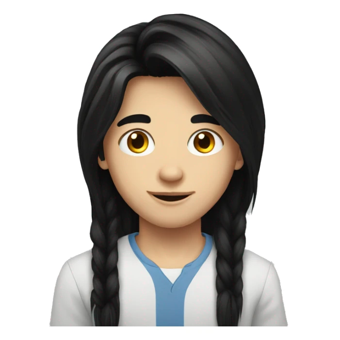 european teenager boy long black hair sticker