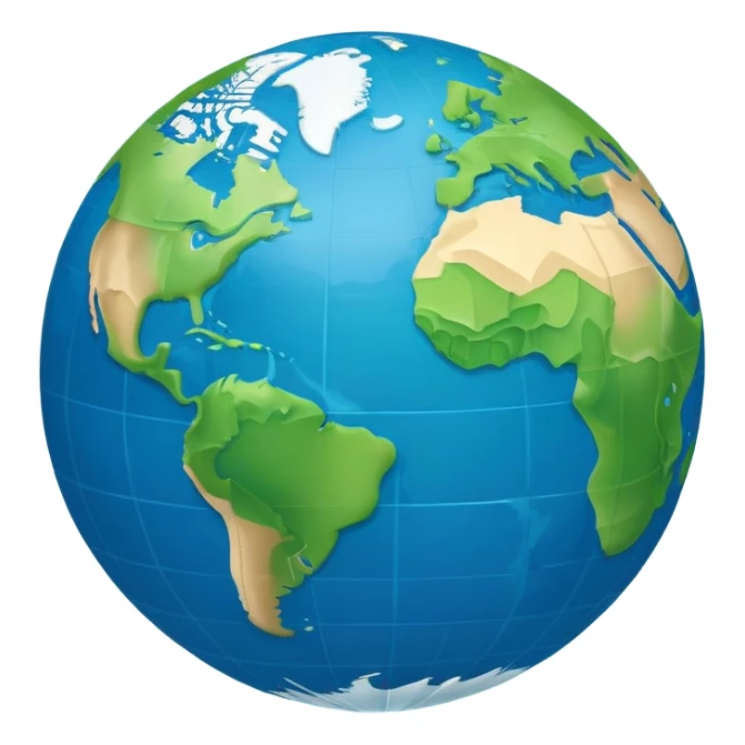 Earth globe with green landmasses creating a stylized 812 pattern, blue background, iOS emoji style, variation of previous design sticker