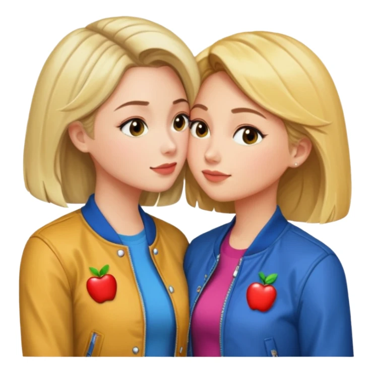 Lana Lang and Chloe Sullivan, affectionate kiss, apple style emoji sticker