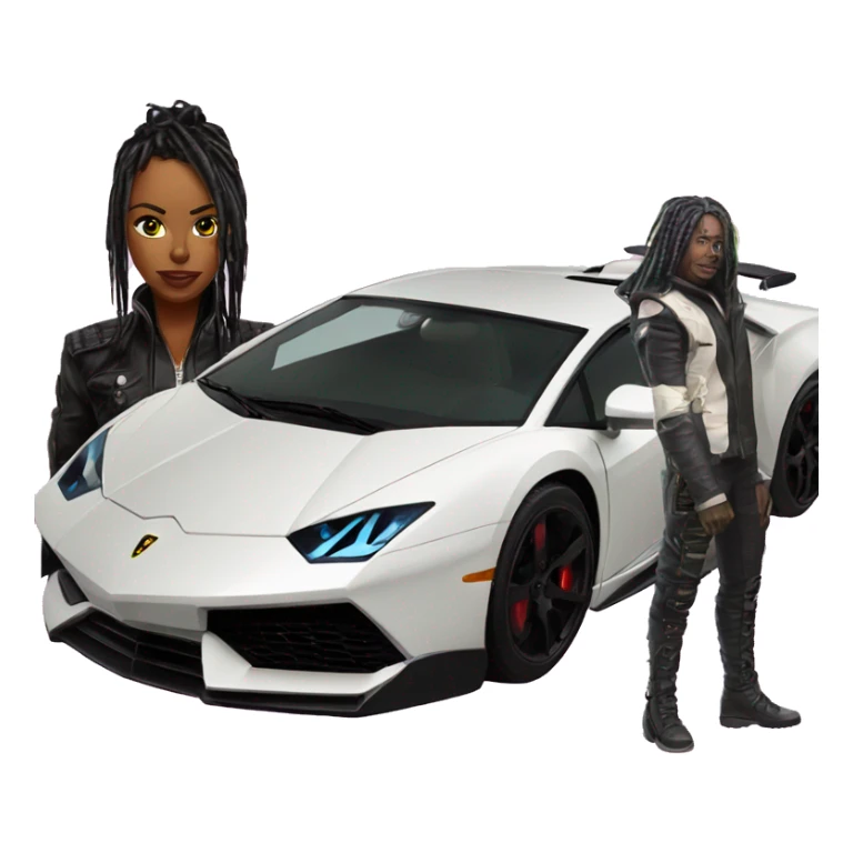 Cyber punk in front of two lambos  sticker