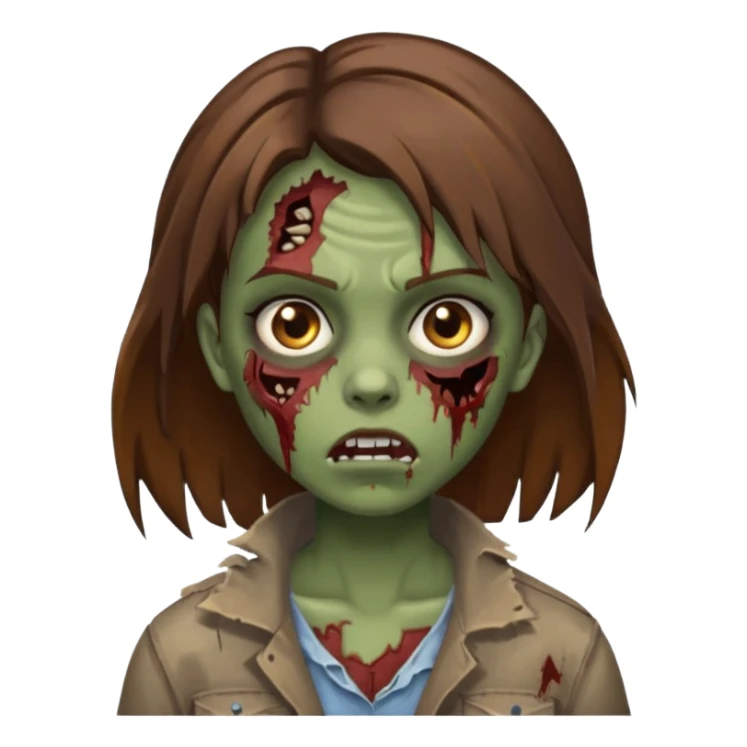 menina zumbi com a cara arranhada e franja morena sticker