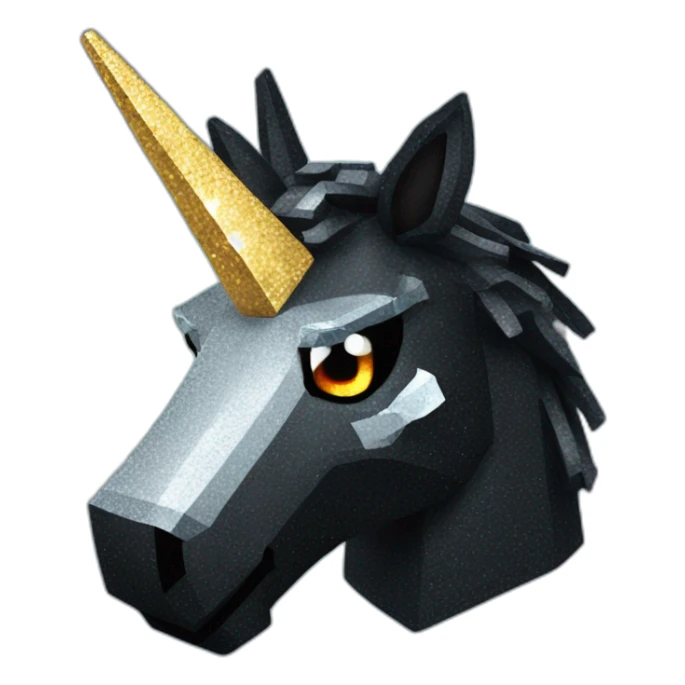 Minecraft Glitter Black Unicorn Head With Diamond Horn sticker