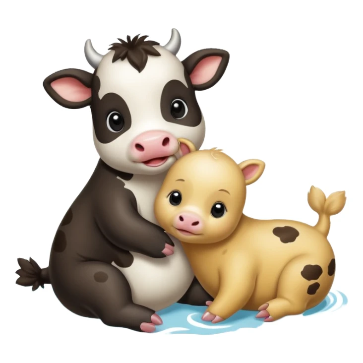 baby cow & seal sticker