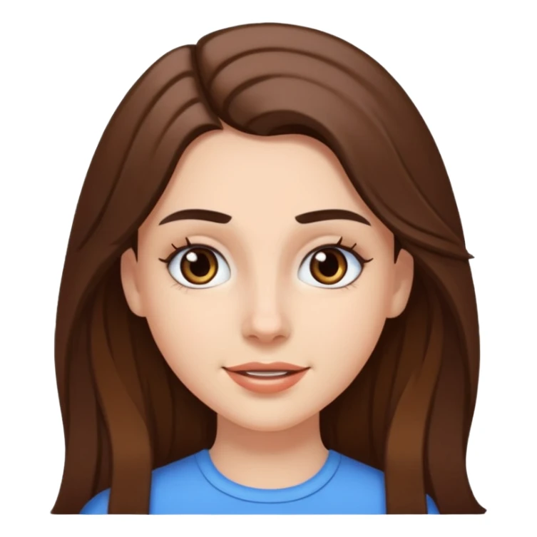 A pretty white girl with long brown hair dark eyebrows and braces sticker