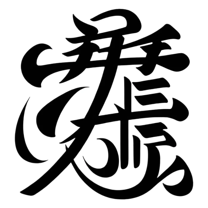 Chinese or Japanese characters 血威華我 with dramatic, powerful imagery sticker