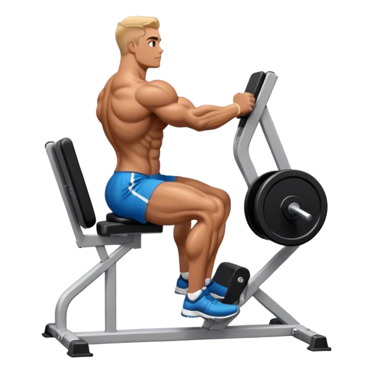side-view bodybuilder seated weighted calf-raise machine sticker