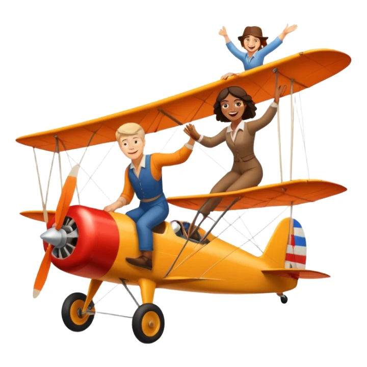 White man and brown woman wingwalking on separate planes sticker