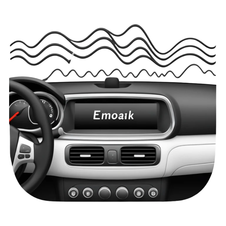 Car dashboard with sound waves showing squeaks and rattles sticker