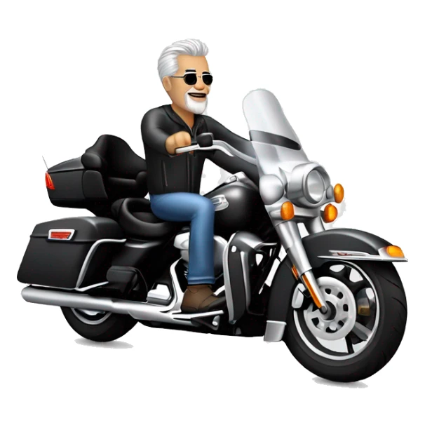 grey haired biker on a Harley Davidson roadking sticker
