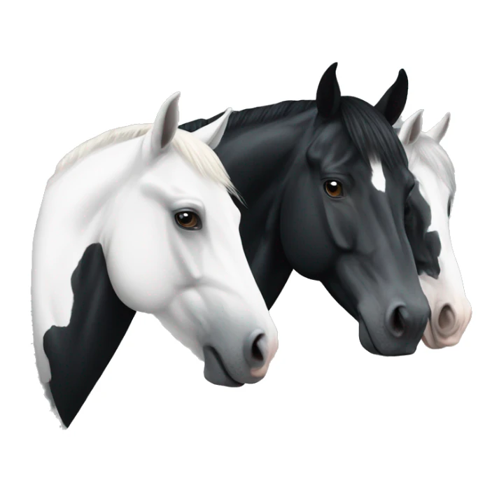 One black and one white horse sticker