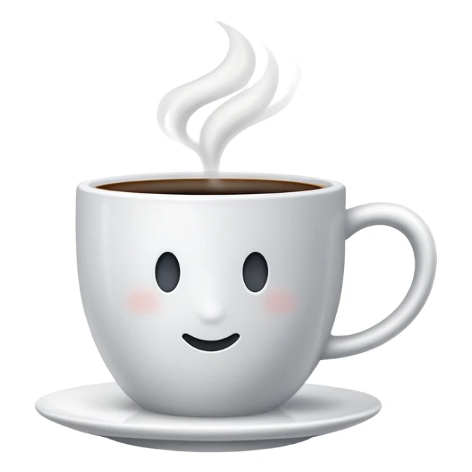 A coffee cup with steam rising sticker