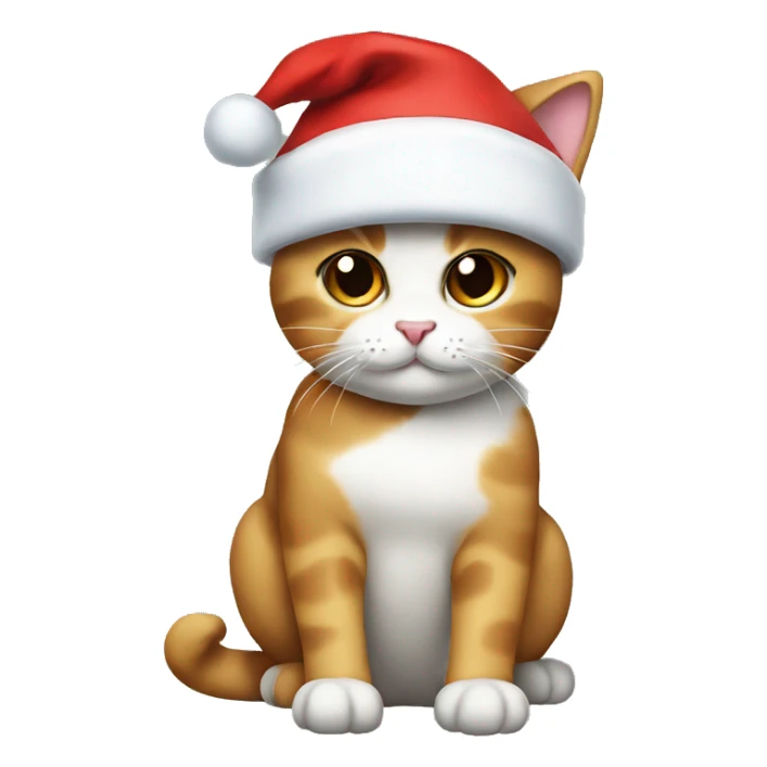 Three colours cat wearing a Santa hat  sticker