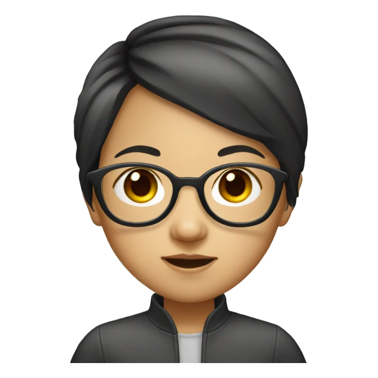 asian girl with glasses big head sticker