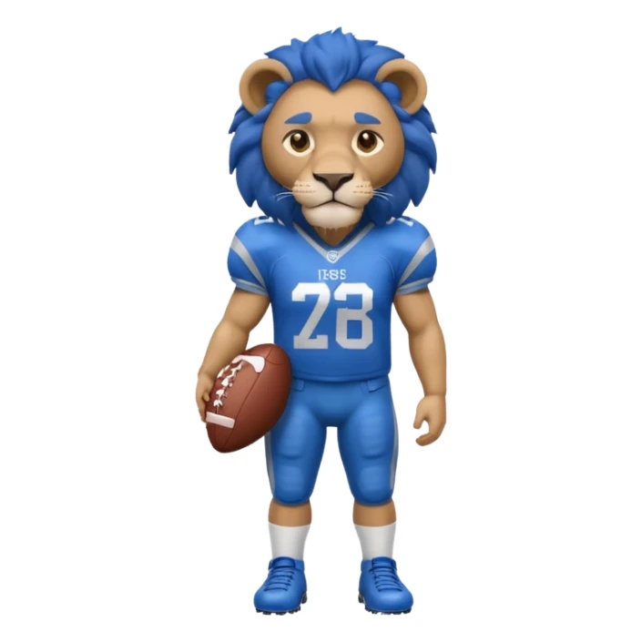 blue color lion wearing american football jersey sticker