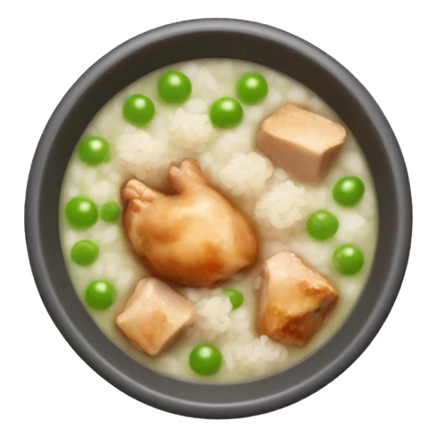 chicken chunks and rice soup with peas sticker