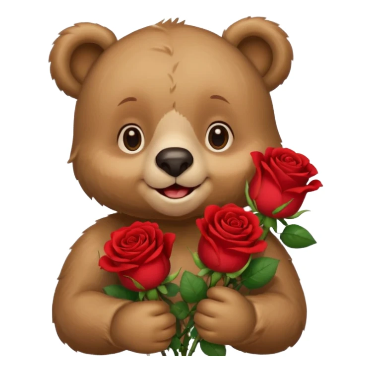 Cute bear with this emoji 🥹  holding roses with this  sticker