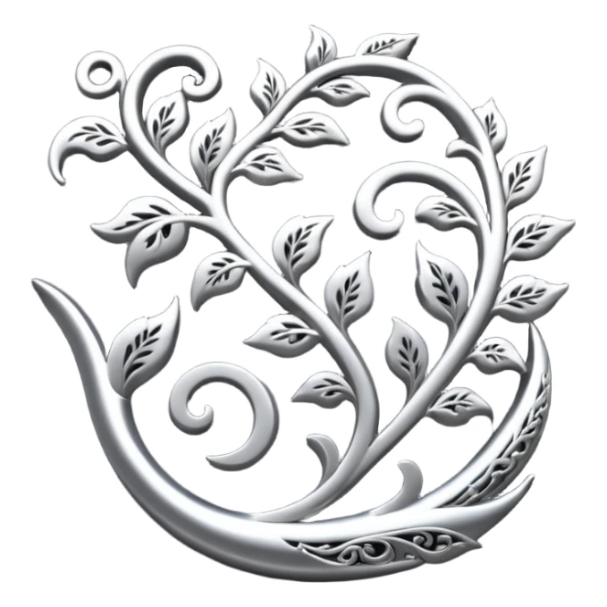Black and silver filigree vine design, 3D, extremely detailed design sticker