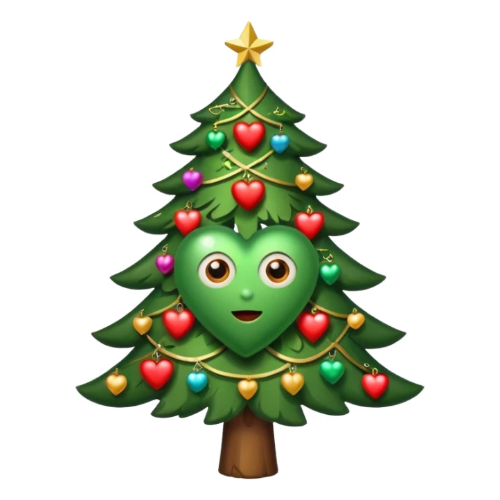 Christmas tree with eyes in shape of heart sticker