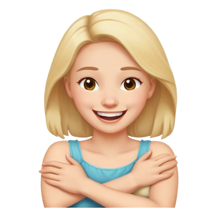 arms crossed holding neck laughing girl sticker