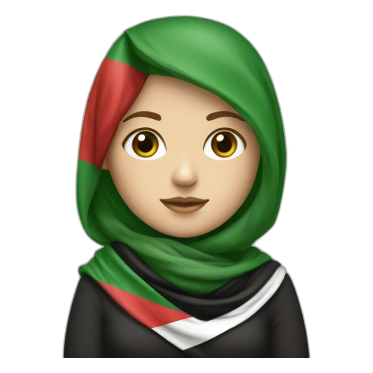 white women holding palestine flag wearing Palestinian scarf sticker