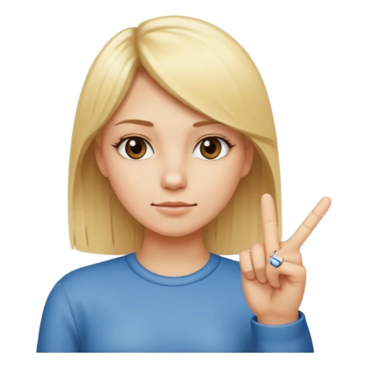 Create a blonde straight haired girl with a middle finger  sticker