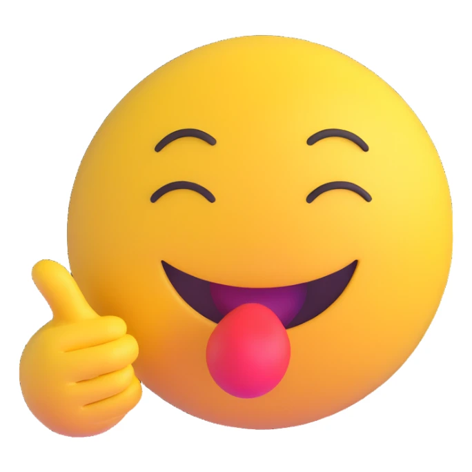 3D smiley emoji, round shape, blowing a kiss face, with the text "puszi" sticker