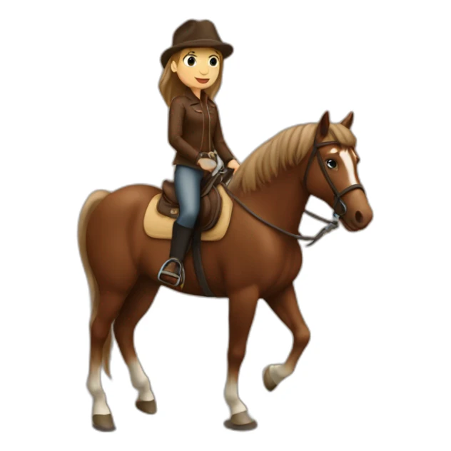 girl horse rider on a brown horse sticker