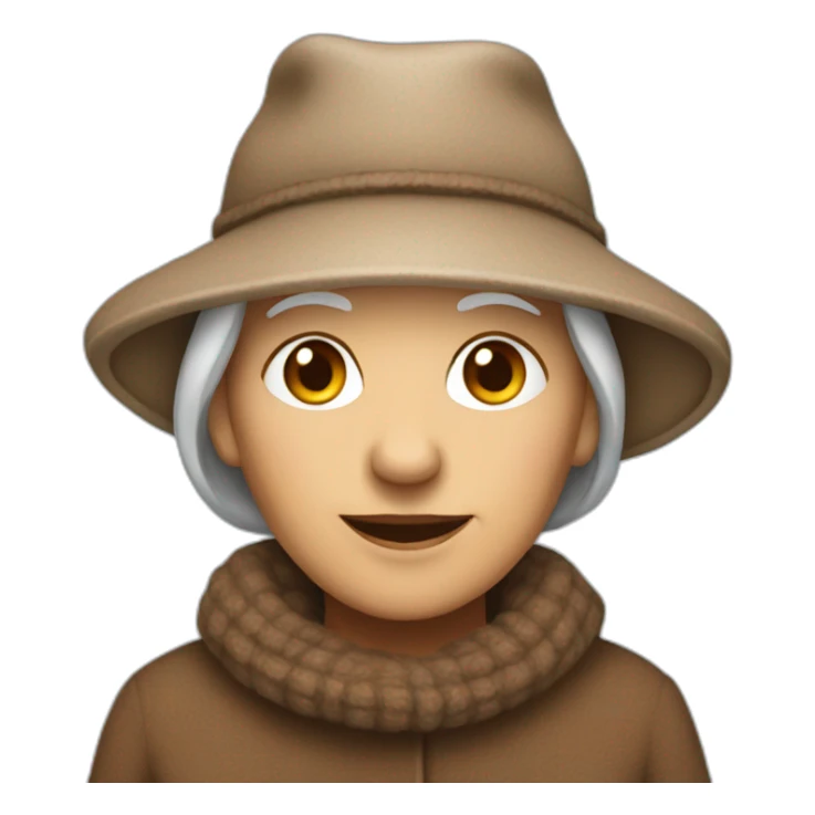 Old Woman with brown clothes and woolen hat sticker