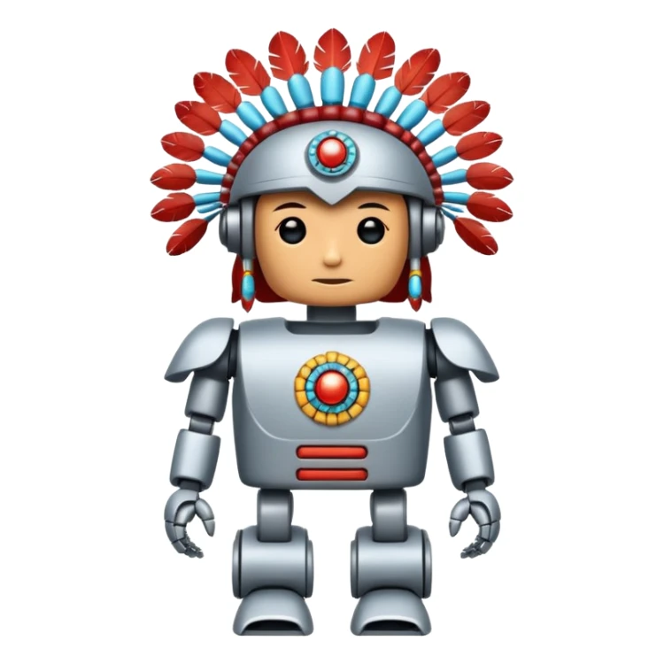 Full Robotic figure wearing native American regalia sticker