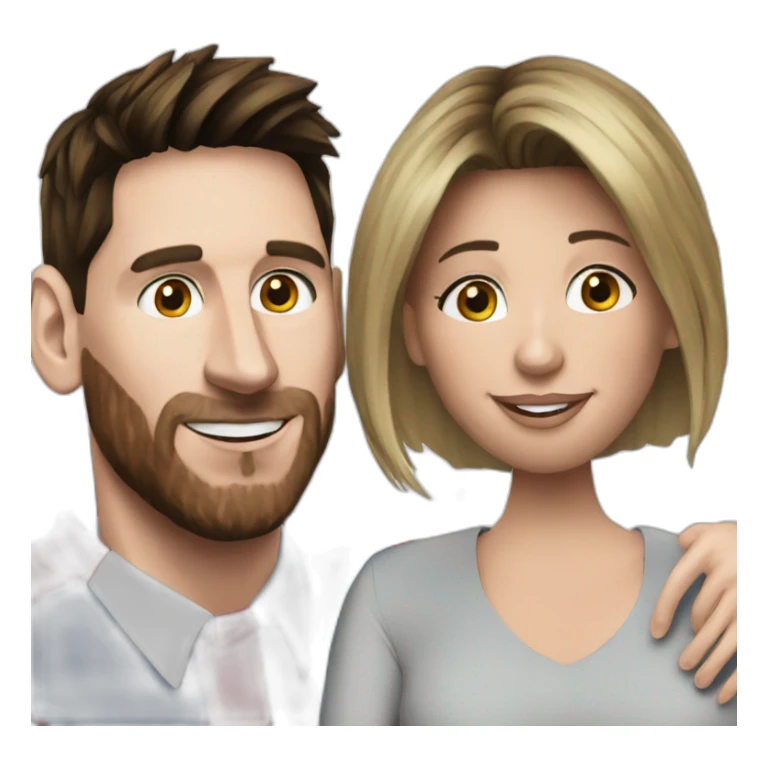 Messi with his wife sticker