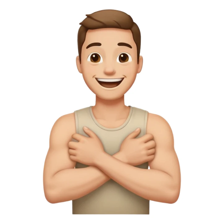 arms crossing holding neck laughing guy sticker