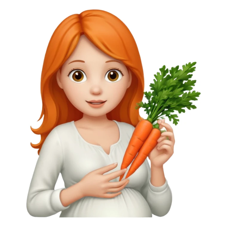 pregnant woman with wedding ring eating carrots sticker